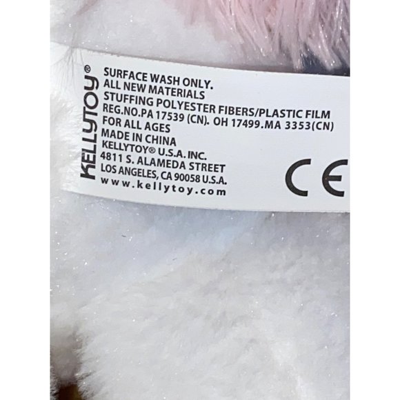 KellyToy Baby White Pink Cuddle Sleeping Unicorn Rattle 12" Plush Lovey Toy - Picture 6 of 7